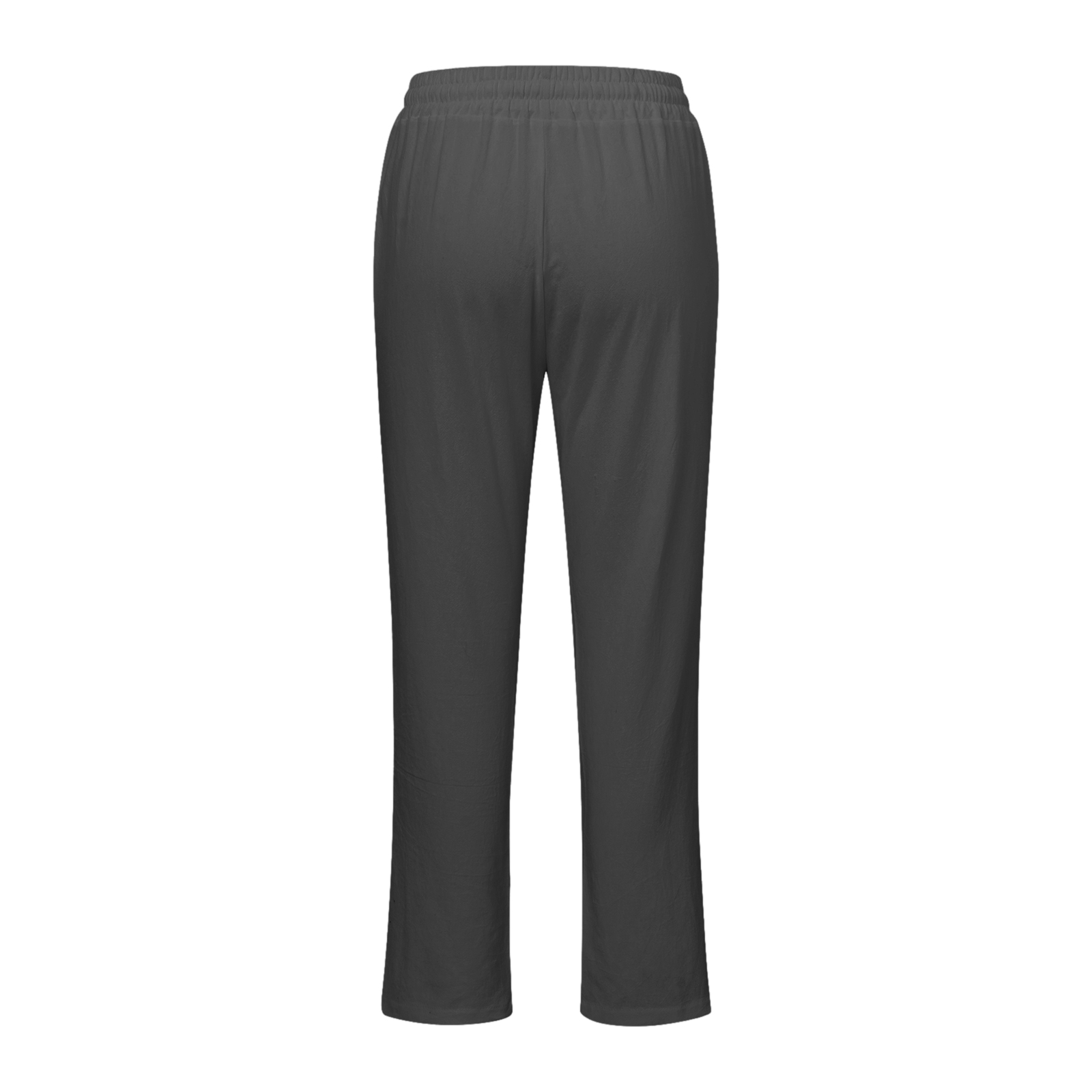thumbnail image 5 of Pantalones rectos lisos de cintura alta para mujer - Pantalones casuales con cordón elástico - Pantalones largos con bolsillos, 5 of 5